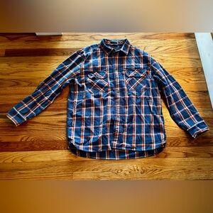 Pendleton Burnside Flannel Blue and Orange Plaid Men's Shirt - XL